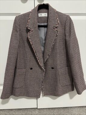 Pink-Gray Tweed Double-Button Blazer